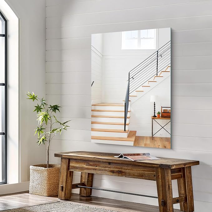 KOCUUY Frameless Mirror, 28"x40" Bathroom Mirror for Over Sink, Upgraded Shatterproof, Large Rectangle Unframed Mirror for Wall, Bathroom, Bedroom, Living Room, Entryway, Hang Horizontal/Vertical