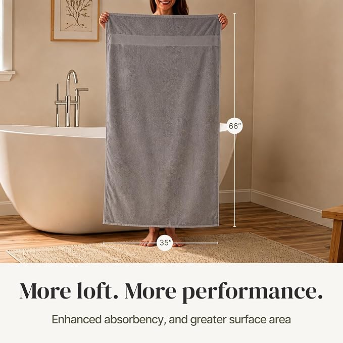 Modern Threads 4-Pack SpunLoft Bath Sheet, 35x66, Charcoal