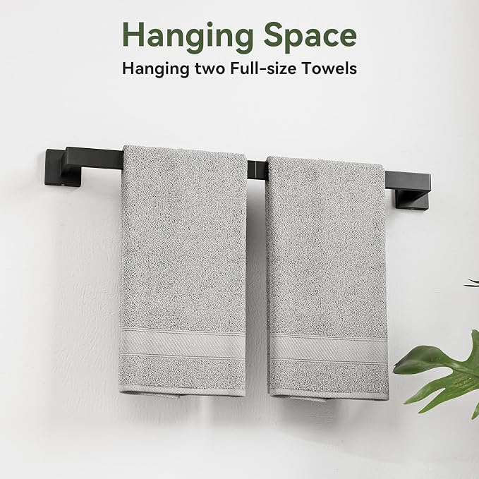 5-Pieces Matte Black Bathroom Accessories, 24 Inch Bathroom Hardware Set | SUS304 Stainless Steel Bath Towel Bar Set, Towel Racks for Bathroom Wall Mounted