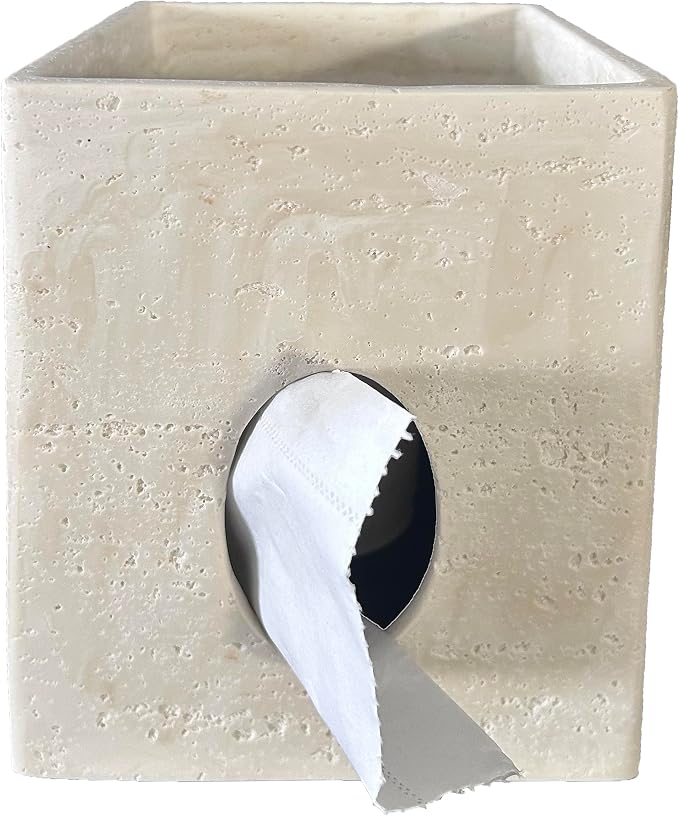 Hymmah Square Tissue Box Cover Holder with Tray,Unique Cube Design Tissue Dispenser Cover Decor for Vanity Counter Tops Also Great for Bedroom and Living Room