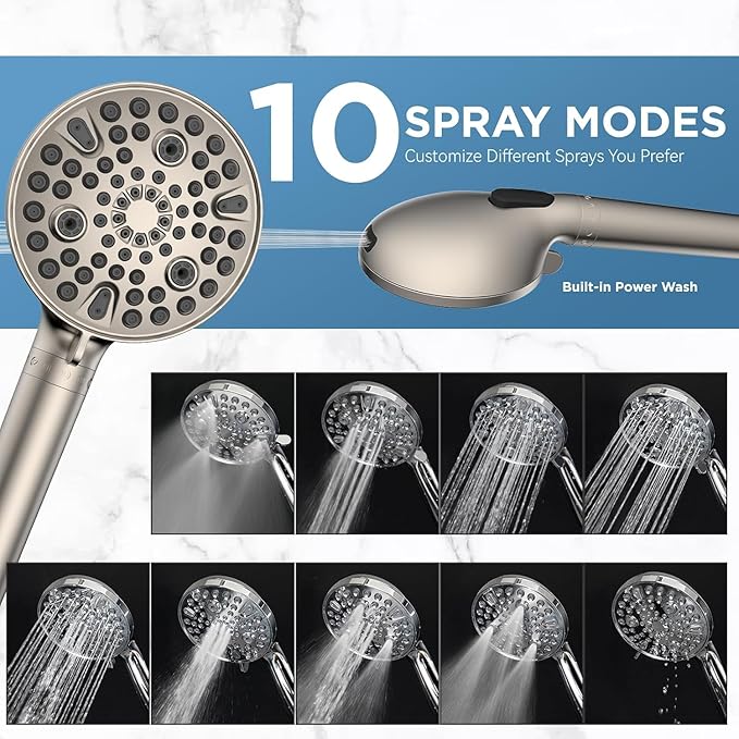MakeFit Dual Filtered Rain Shower Head Combo, High Pressure Handheld Shower Head with Adjustable Bar - Rainfall Shower Head And Showerhead with Filter for Hard Water - Removes Chlorine