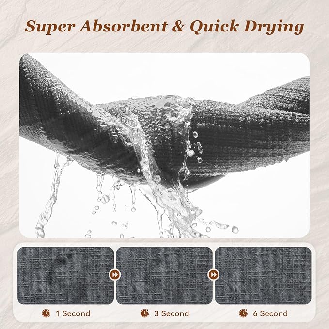 AMOAMI Bath Mat Non Slip Super Absorbent Quick Dry Bath Mats for Bathroom Floor Rubber Backing Washable Bathroom Rugs Modern Woven Jacquard Mat, Beside Tub Bath Rugs, 2' x 6', Darkgrey