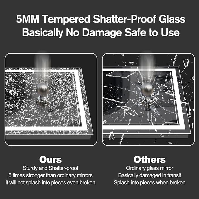 OKPAL 40x30 LED Bathroom Mirror with Lights, Anti-Fog Lighted Bathroom Mirror, Dimmable Lighted Mirrors for Bathroom Wall, LED Vanity Mirror, Shatterproof, ETL Listed, Horizontal/Vertical