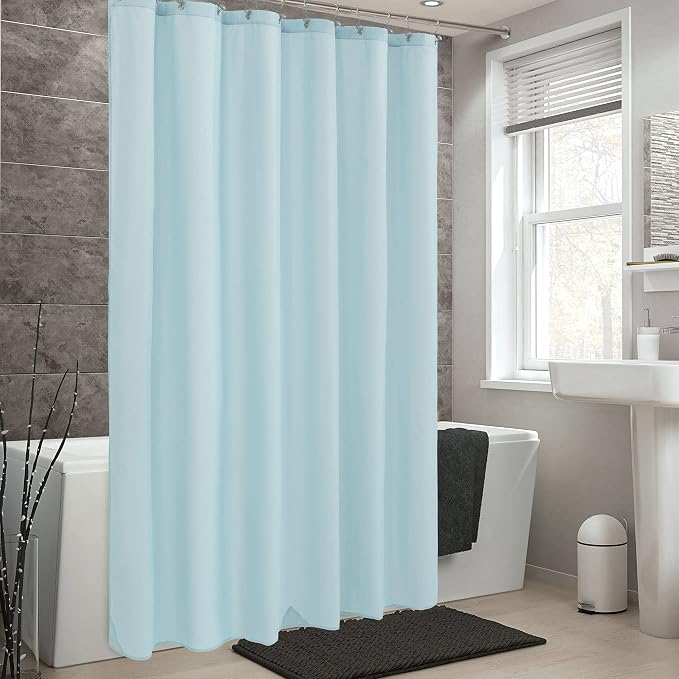 ALYVIA SPRING 72x78 Long Waterproof Fabric Shower Curtain or Liner Blue | 3 Magnets, Soft Cloth & Hotel Quality, Machine Washable, Light-Weight, Long Size