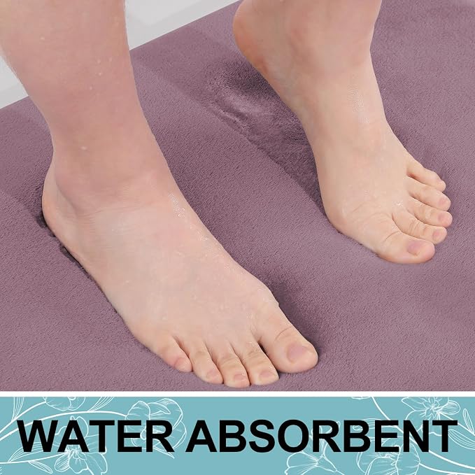 Smiry Memory Foam Bath Mat 30x20, Extra Soft and Absorbent Bathroom Rugs | Deep Plum, Quick Dry Machine Washable Non-Slip Bath Mat for Bathroom Floor, Shower and Tub