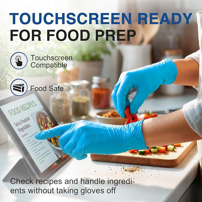 Schneider Medical Exam Glove, Gloves Disposable Latex Free, Powder Free | 3-Mil, Blue Nitrile Gloves, Food Safe Gloves, Cooking Gloves, Cleaning Gloves