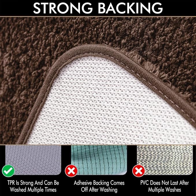 MIULEE Brown Bathroom Runner Rugs Soft Microfiber Bath Mat 24x40 Inch | Absorbent, Non Slip, Quick Dry, Fluffy Bath Rugs for Bathroom Floor Tub Showers, Machine Washable