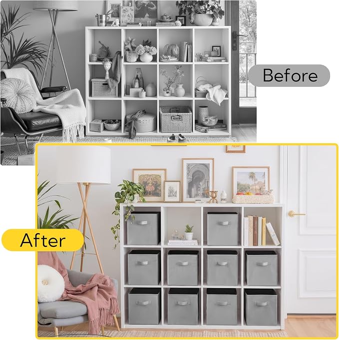 Cupic Cupid 10-Pack 11x11 Cube Storage Bins, Collapsible Storage Cubes, Gray