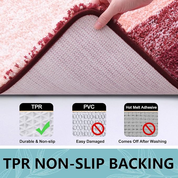 Arotive Microfiber Bathroom Rugs, Shaggy Soft Absorbent Bath Rug, 30x17 | Burgundy, Rubber Backing Thick Plush Machine Washable Dry Bath Mats for Bathroom, Tub and Shower, Rectangular