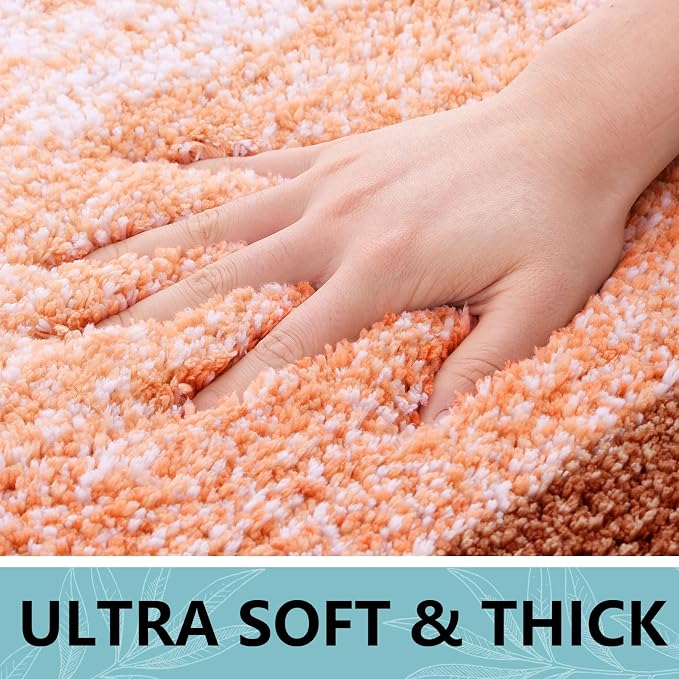 Arotive Microfiber Bathroom Rugs, Soft Absorbent Contour Toilet Rugs, 24x20 | Orange, Rubber Backing Thick Plush Machine Washable Dry Bath Mats for Toilet Base, U-Shape