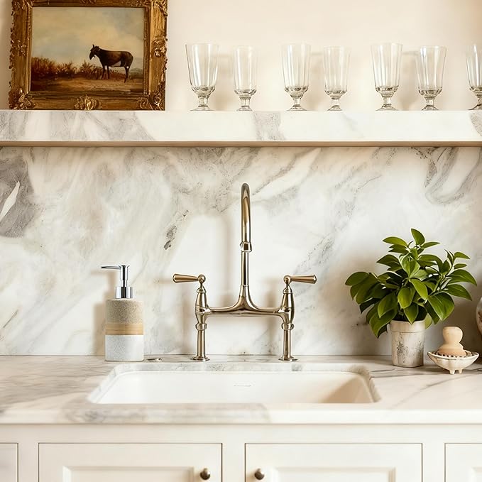 Ceramic Kitchen Dish Soap Dispenser Set with Stainless Steel Pump | Refillable Hand Soap, Shampoo and Conditioner, Body Wash, Lotion Dispenser | for Kitchen and Bathroom Counter Non Slip, 12 Oz
