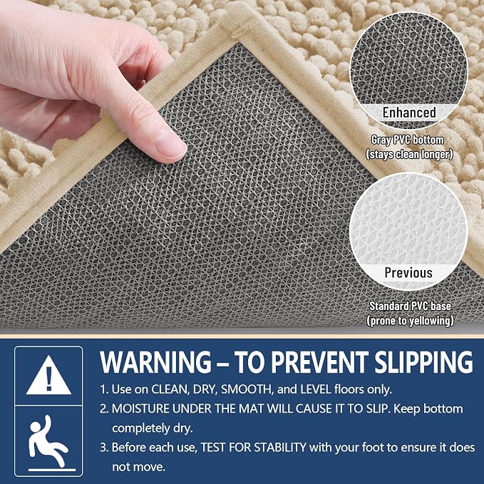 Arotive Round Bathroom Rugs 24x24, Soft Absorbent Chenille Shaggy Bath Mat | Cream Beige, Machine Wash Dry, Bath Rugs for Bathroom Floor, Tub and Shower, Home Decor Accessories