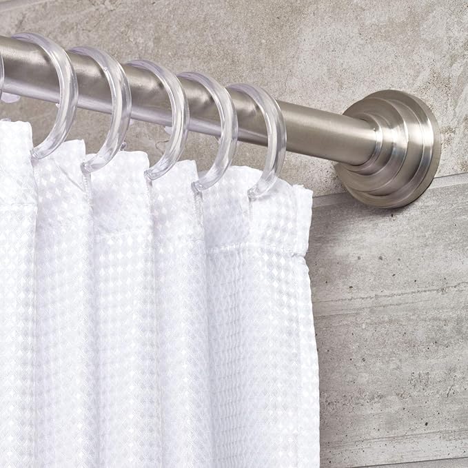 iDesign Plastic Shower Curtain C Hooks, Set of 12, Clear | 2.38" x 1.75" x 0.5"