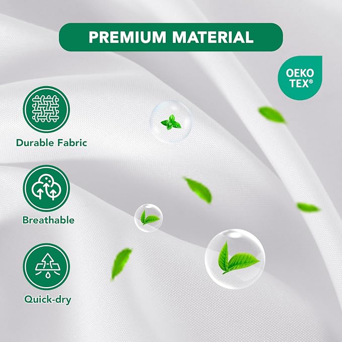 Biscaynebay Fabric Shower Curtain Liner 72x84 Inch-White Waterproof Extra Long Bathroom Curtains-Hotel Quality Soft Soild Polyester Shower Liners Machine Washable