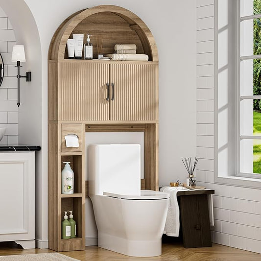 Spurgehom Over Toilet Storage Cabinet, Bathroom Arch Organizer,Wood | Freestanding Arch Bathroom Cabinet with Anti-Tipping Safety Kit, Space-Saving Toilet Storage Shelf, Toiletries Organization.