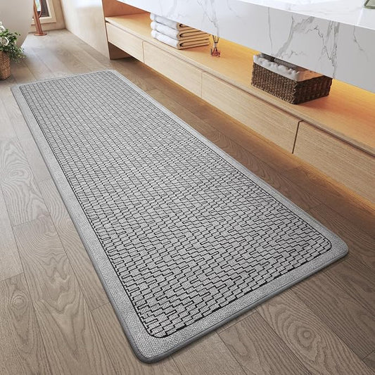 Bathroom Runner Rug, Long Thin Bath Mat Fit Under Door, Grey 24x70 | Quick Dry Absorbent, Rubber Backing Washable Large Bathmat, Shower Mat for Bathroom Floor, Tub and Outside Shower, Home Decor