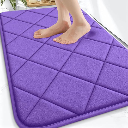 OLANLY Memory Foam Bath Mat 30x20, Ultra Soft and Absorbent Bathroom Rugs | Purple, Quick Dry, Machine Washable Shower Bath Rugs, Comfortable Bath Carpet for Bathroom Floor, Tub and Shower