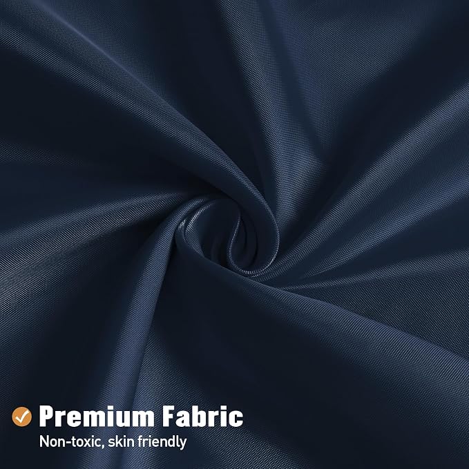 MitoVilla Stall Half Size Shower Curtain Liner, 36 x 72 Inch Fabric Bath Curtain Liner for Modern Hotel, Navy Blue Shower Liners, Washable & Water Repellent