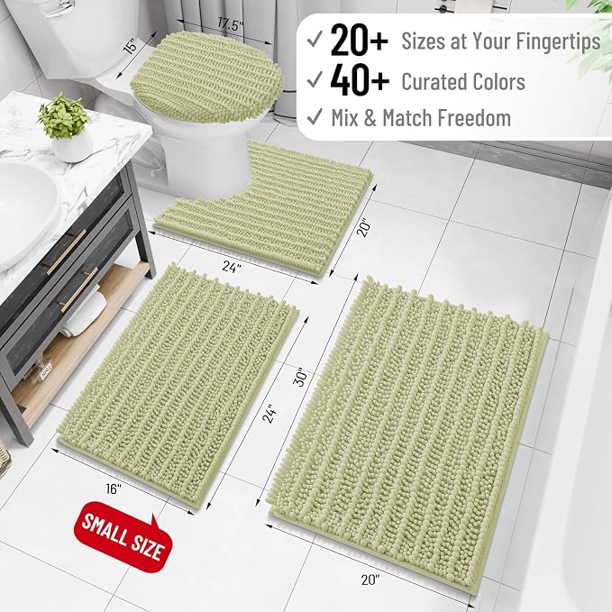 Arotive Bathroom Rugs Mat 30x17, Soft Absorbent Chenille Shaggy Bath Mat | Vanilla, Machine Wash Dry, Bath Rugs for Bathroom Floor, Tub and Shower, Home Decor Accessories