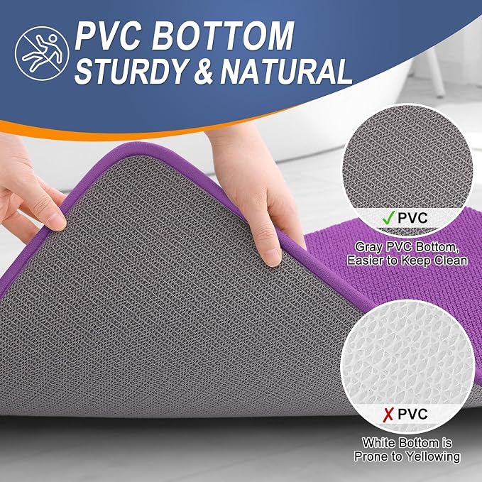 OLANLY Thick Memory Foam Bathroom Rugs 30x20, Absorbent Bath Mat, Purple | Soft Quick Dry Bath Rugs, Non-Slip, Machine Washable Carpet for Bathroom Floor, Tub and Shower, Home Decor Accessories
