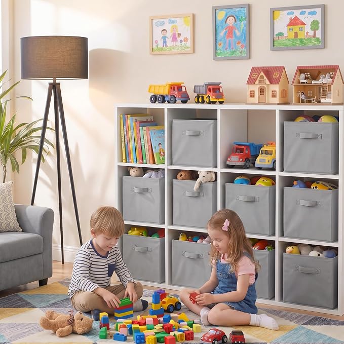 Cupic Cupid 10-Pack 11x11 Cube Storage Bins, Collapsible Storage Cubes, Gray
