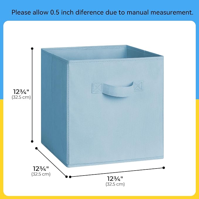 Cupic Cupid 6-Pack 13x13 Storage Cubes, Cube Organizer Bins, Pastel Colors | Foldable, Reinforced Front Handle, Holds Toys, Socks, Clothes, Fits Closet, Shelves, Playroom, Nursery, Cubby