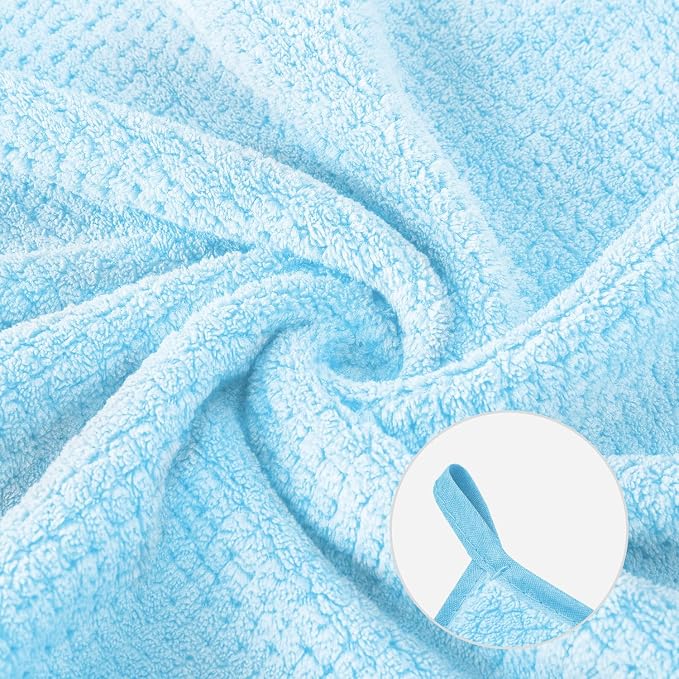 MaopaoBeauty 6 Pack Washcloth Set - Quick Drying & Absorbent Microfiber Gym Towels 13x13 inches - Lightweight & Thin Yoga Towels - Multi-Purpose Camping Towels for SPA, Hotel & Bathroom, Light Blue
