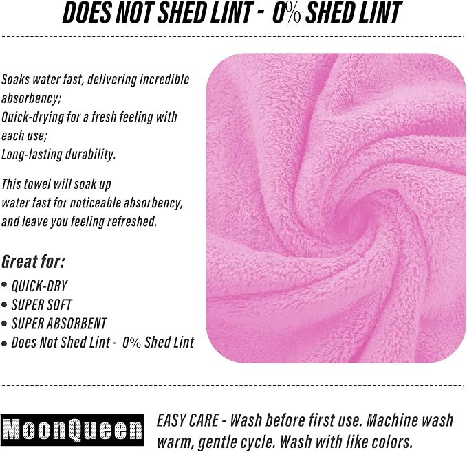 MOONQUEEN 6 Pack Premium Hand Towels - Quick Drying - Microfiber Coral Velvet Highly Absorbent Towels - Multipurpose Use as Hotel, Bathroom, Shower, Spa, Hand Towel 16 x 28 inches (Frozen Berry)