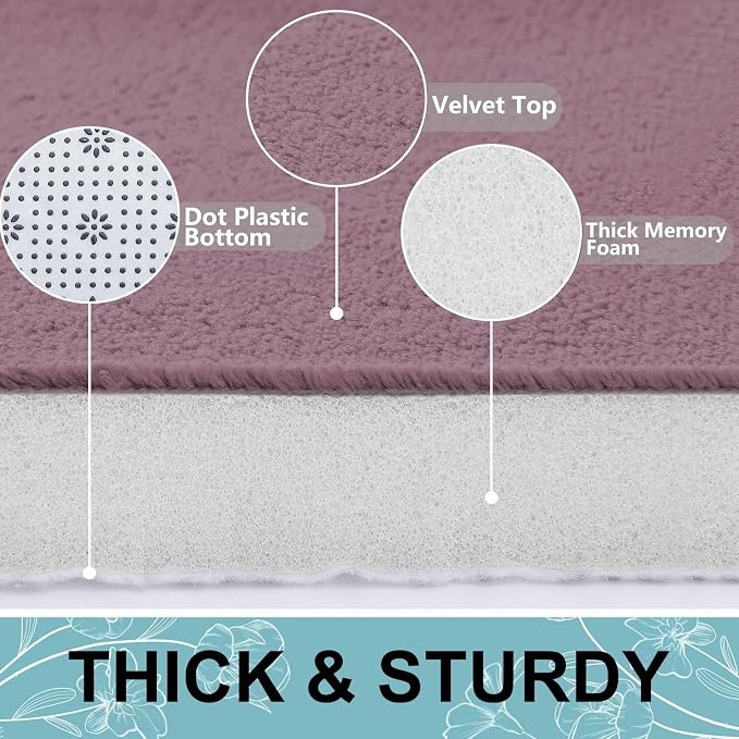 Smiry Memory Foam Bath Mat 30x20, Extra Soft and Absorbent Bathroom Rugs | Deep Plum, Quick Dry Machine Washable Non-Slip Bath Mat for Bathroom Floor, Shower and Tub