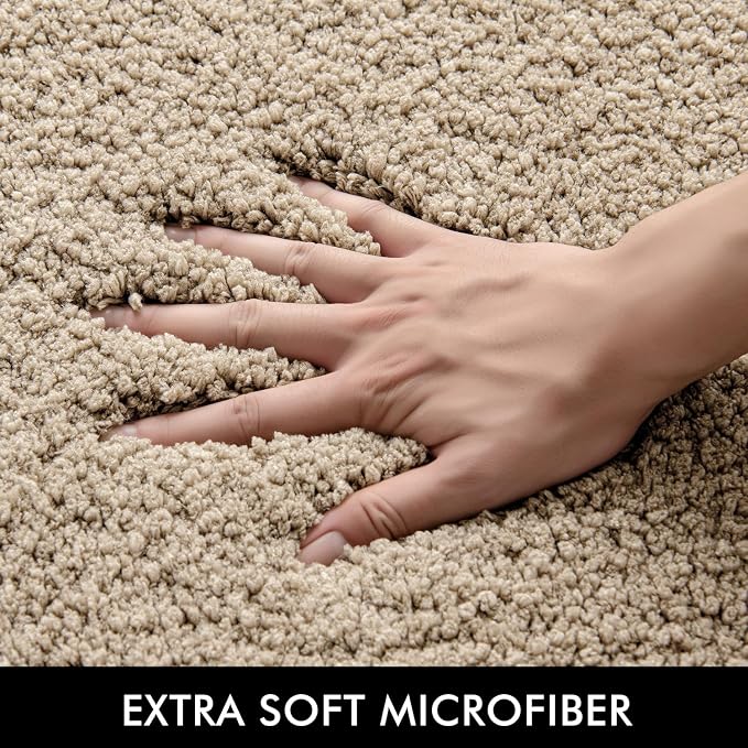MIULEE Tan Bathroom Runner Rugs Soft Microfiber Bath Mat 24x44 Inch | Absorbent, Non Slip, Quick Dry, Fluffy Bath Rugs for Bathroom Floor Tub Showers, Machine Washable