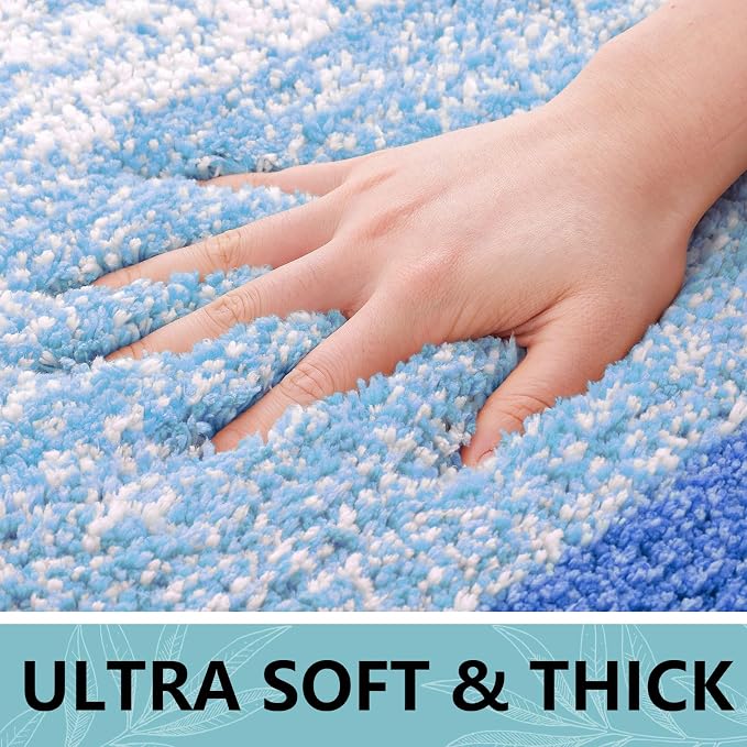 Arotive Microfiber Bathroom Rugs, Shaggy Soft Absorbent Bath Rug, 54x24 | LightRoyalBlue, Rubber Backing Thick Plush Machine Washable Dry Bath Mats for Bathroom, Tub and Shower, Rectangular