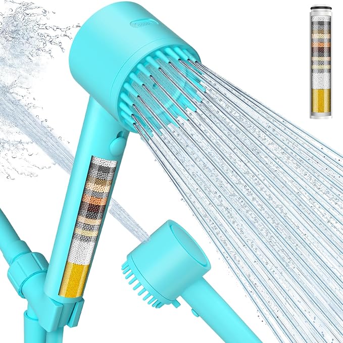 Filtered Shower Head with Handheld, Showerhead with Filters Emerald green | Cobbe Filtered Shower Head with Handheld Built-in Power Wash - Remove Chlorine - Reduces Dry Itchy Skin, Emerald green