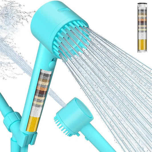 Filtered Shower Head with Handheld, Showerhead with Filters Emerald green | Cobbe Filtered Shower Head with Handheld Built-in Power Wash - Remove Chlorine - Reduces Dry Itchy Skin, Emerald green