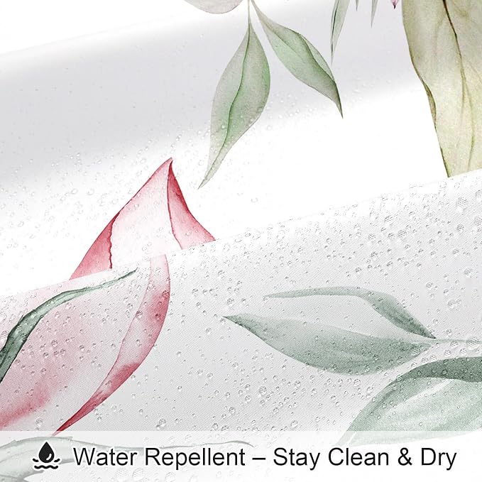 Litabel Small Stall Boho Watercolor Floral Shower Curtain 36 x 72, Pink and Grey Ink Painting Style Flower Shower Curtains for Chic Elegant Bathroom, Artistic Narrow Half Size Shower Curtain