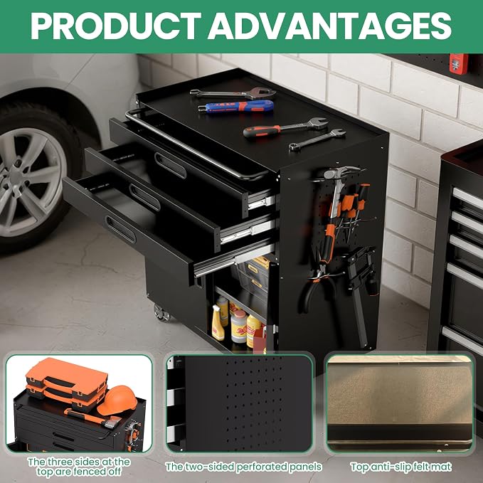 Garage Storage Cabinet System,Wall Cabinet & Locking Rolling Tool Cabinet with Doors and Adjustable Shelves