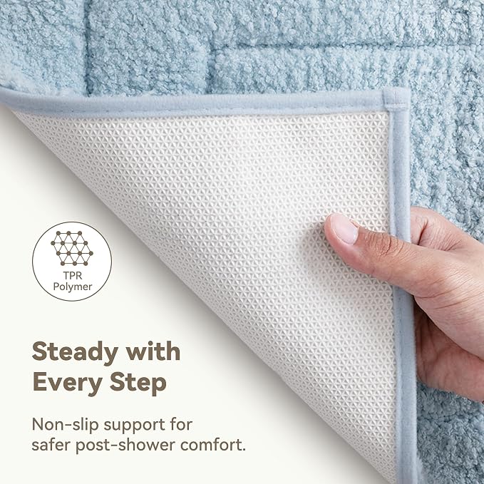 GRANNY SAYS Baby Blue Bathroom Rug 24" x 36", Non-Slip Microfiber Bath Mat | Ultra-soft, durable TPR backing for reliable grip, fast water absorption, machine washable for Vanity, Shower, Tub
