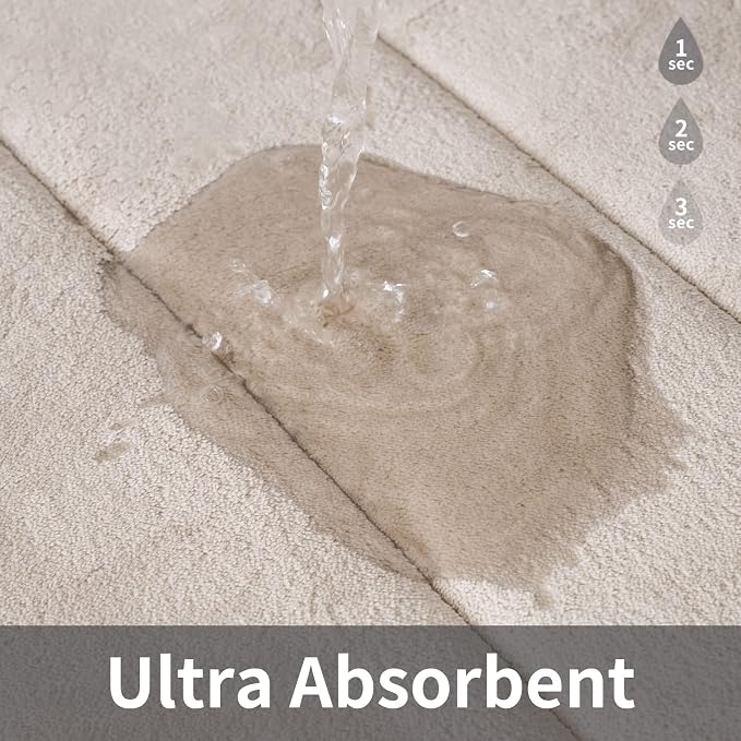 ROSMARUS Memory Foam Bath Mat, 20''x32'', Ltbrown | Water Absorbent, Ultra Soft, Non Slip, Thick Foam, Bathroom Rugs for Floor & Tub, Machine Washable Care