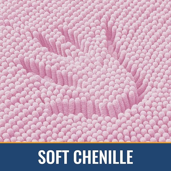 Arotive Bathroom Rugs 30x20, Soft Absorbent Shaggy Chenille Bath Rugs | Pink, Machine Washable Rubber Backing Bath Mats for Bathroom Floor Tub and Shower Home Decor Accessories