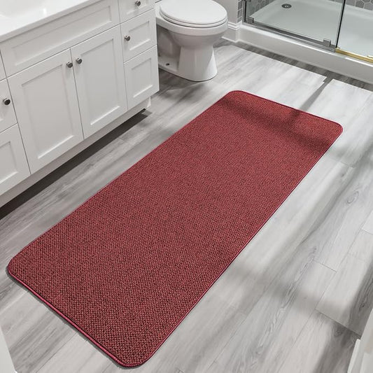 Bosap Bath Mat,Ultra Thin Bathroom Runner Rugs,Large Bath Mats for Bathroom | Quick Dry,Non-Slip,Machine Washable,Low Pile,Bath Rug,Shower Outside,Sink,Home Decor Accessories.Red,3'x5'(36x60inch)
