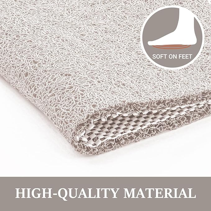 LuxStep Shower Mat Bathtub Mat Non-Slip Bath Mat with Drain, Quick Drying | 24x16 inch PVC Loofah Bathmat for Tub,Shower,Bathroom (Phthalate Free, White)