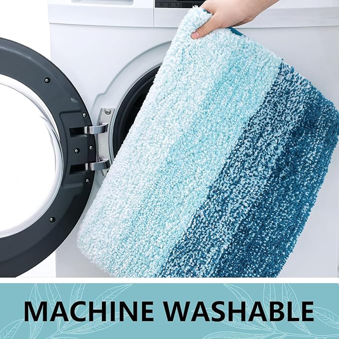 Arotive Microfiber Bathroom Rugs, Shaggy Soft Absorbent Bath Rug, 59x17 | PeacockBlue, Rubber Backing Thick Plush Machine Washable Dry Bath Mats for Bathroom, Tub and Shower, Rectangular