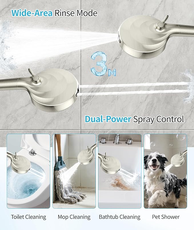 Filtered Shower Head with Handheld, 10 Spray Mode High Pressure Shower Head with Filters, Shower Filter Head for Hard Water, Powerful Spray for Cleaning, 2 Replaceable Filters Included, Brushed