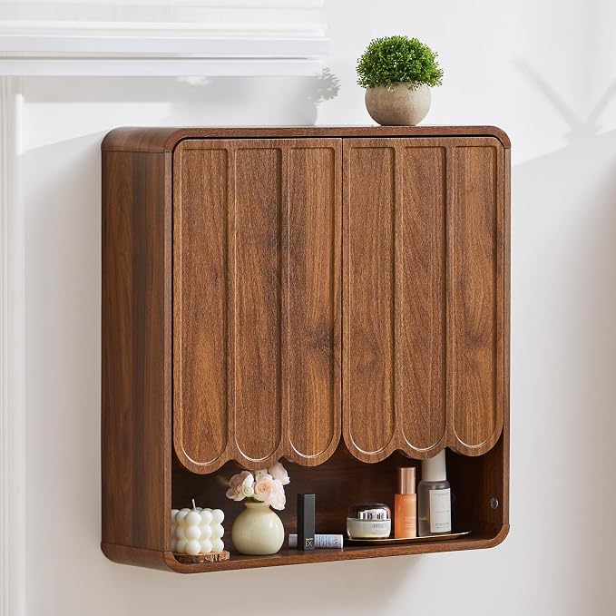 Bathroom Wall Mounted Storage Cabinet, Medicine Cabinet with Adjustable Shelf, Over The Toilet Storage Cabinet for Bathroom, Laundry Room, Kitchen, Living Room (Walnut)