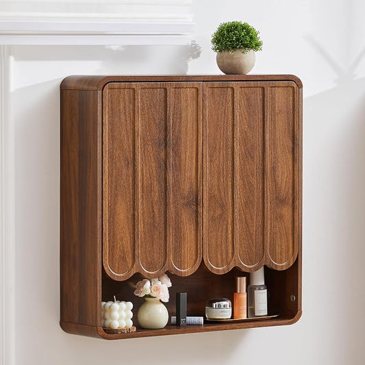 Bathroom Wall Mounted Storage Cabinet, Medicine Cabinet with Adjustable Shelf, Over The Toilet Storage Cabinet for Bathroom, Laundry Room, Kitchen, Living Room (Walnut)