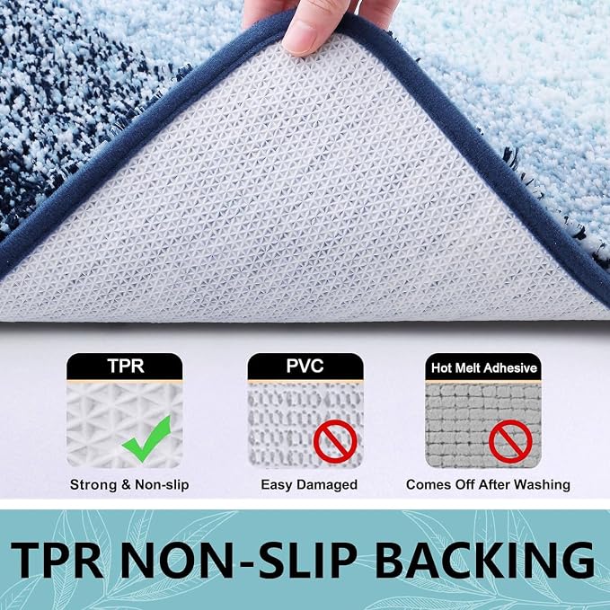 Arotive Microfiber Bathroom Rugs, Shaggy Soft and Absorbent Bath Rug, 24x24 | DarkBlue, Rubber Backing Thick Plush Machine Washable Dry Bath Mats for Bathroom, Tub and Shower, Round