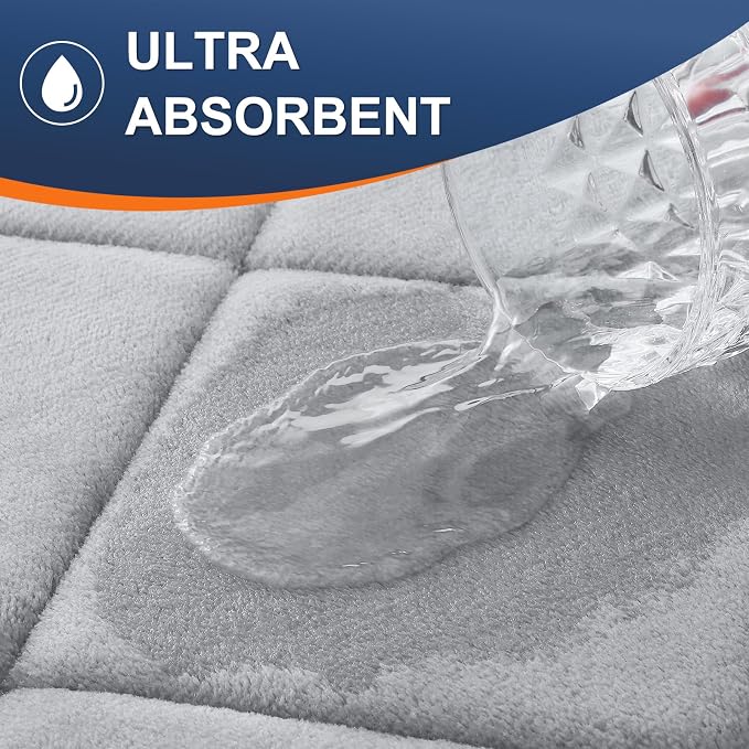 OLANLY Memory Foam Bath Mat 44x24, Ultra Soft and Absorbent Bathroom Rugs | Light Gray, Quick Dry, Machine Washable Shower Bath Rugs, Comfortable Bath Carpet for Bathroom Floor, Tub and Shower