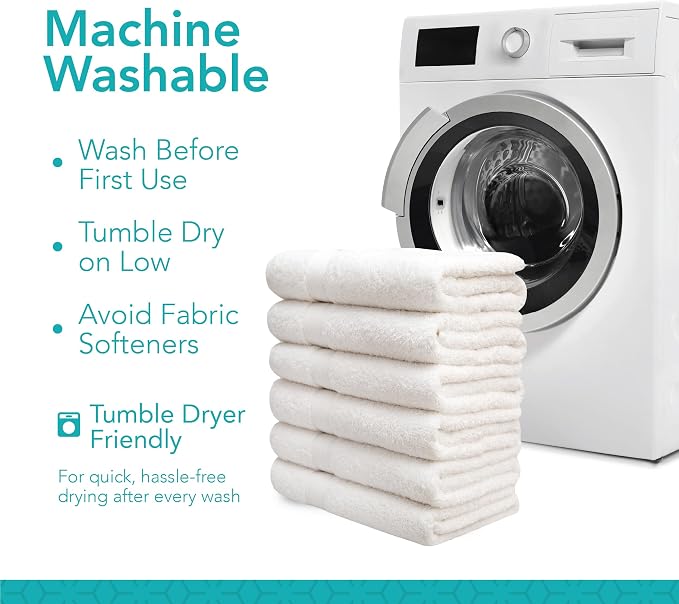 Pleasant Home Bath Towels Set of 6 (24” x 50”) 100% Cotton, White | 515 GSM | Lightweight, Soft & Highly Absorbent Luxury Towels for Bathroom | for Gym, Pool & Spa
