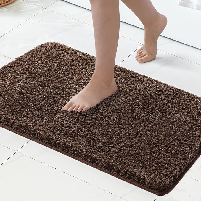 MIULEE Brown Bathroom Runner Rugs Soft Microfiber Bath Mat 24x44 Inch | Absorbent, Non Slip, Quick Dry, Fluffy Bath Rugs for Bathroom Floor Tub Showers, Machine Washable