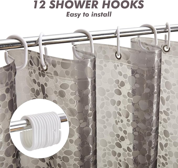 Bostofy Waterproof Shower Curtain Liner EVA 8G - Rust-Proof Hooks, Heavy-Duty Magnets - Enhance Your Bathroom with Durability and Elegance