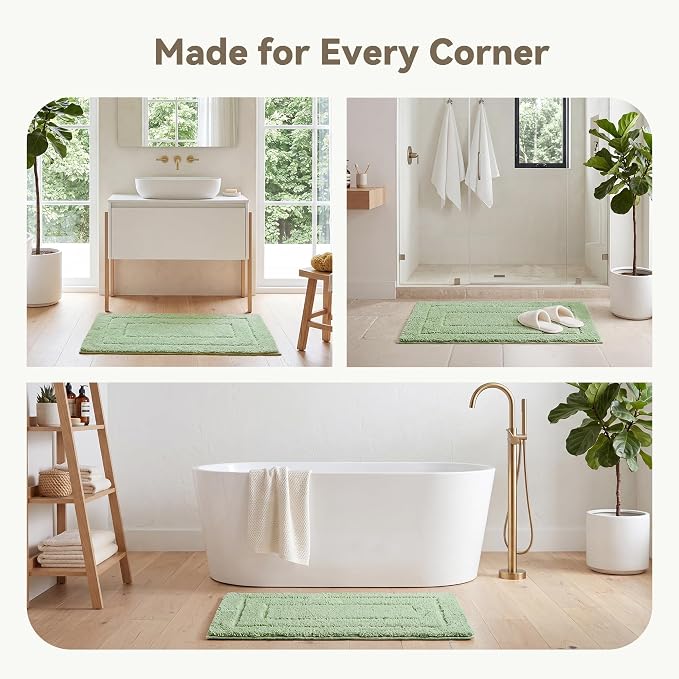 GRANNY SAYS Sage Green Bathroom Rug 24" x 36", Non-Slip Bath Mat | Ultra-soft, durable TPR backing for reliable grip, fast water absorption, machine washable for Vanity, Shower, Tub